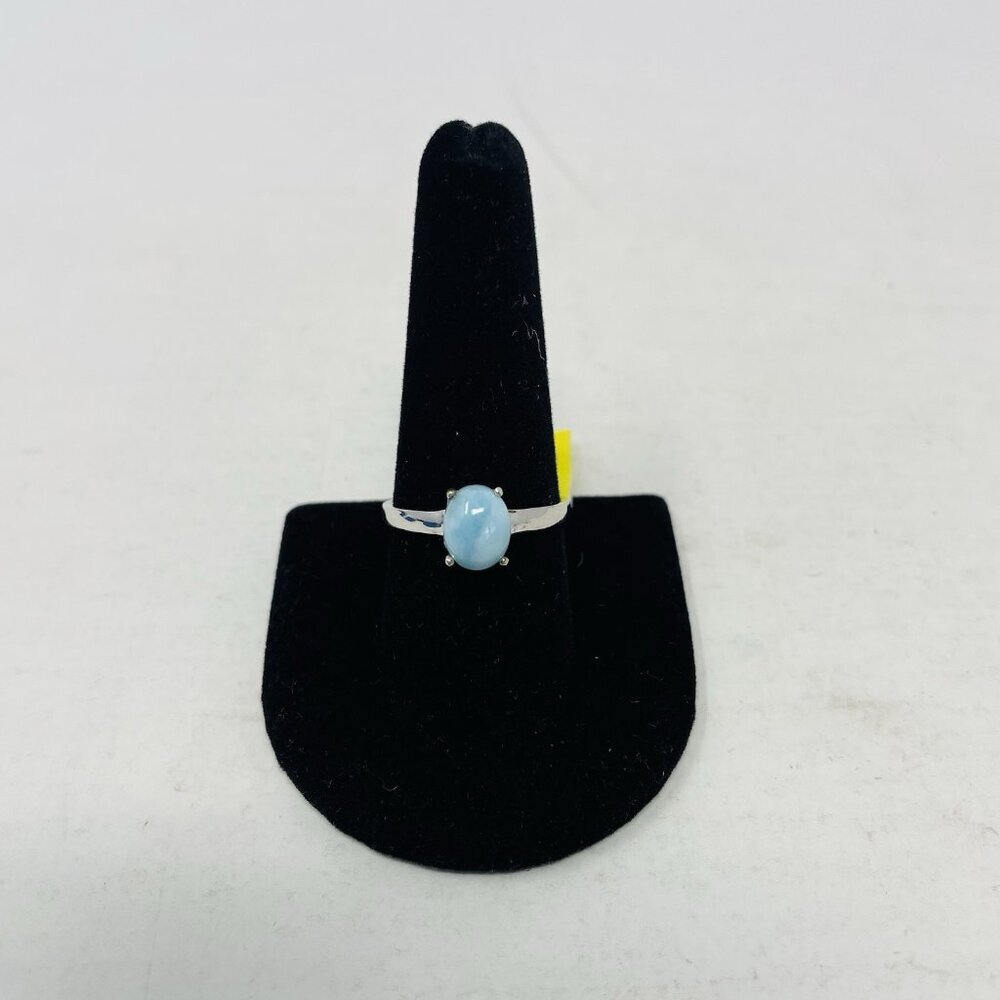 Larimar Platinum Over 925 Sterling Silver Solitaire Ring Size 10 2.10 cts. 5031